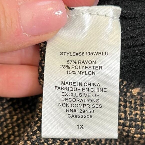 Como Vintage Black Star Sweater NWT Size 3X Tan Star Print Pullover, Cozy Warm - Picture 10 of 13